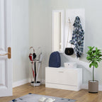 Mobile for wood entrance 3 pieces with shoe rack, hangers and mirror, 80x27x46.5cm - white - Borgè