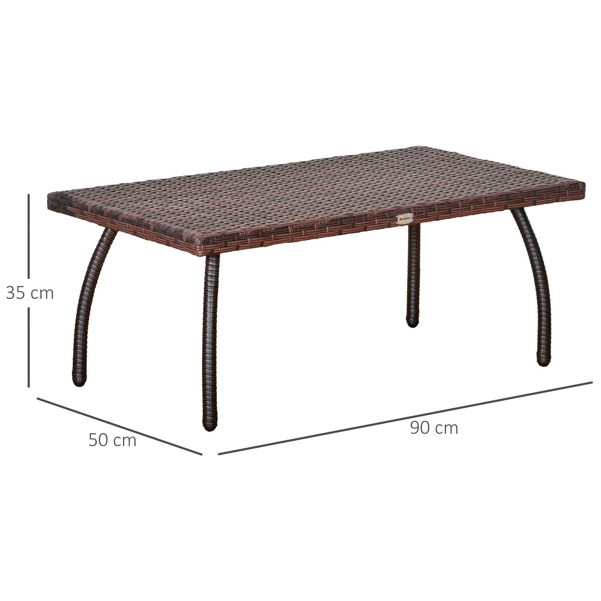 Outsunny Garden table and outdoor in Rattan Synthetic, Waterproof terrace Marrone 90x50x35cm - Borgè