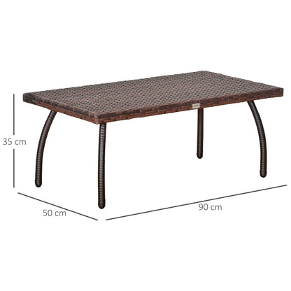 Outsunny Garden table and outdoor in Rattan Synthetic, Waterproof terrace Marrone 90x50x35cm - Borgè