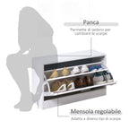 Mobile for wood entrance 3 pieces with shoe rack, hangers and mirror, 80x27x46.5cm - white - Borgè