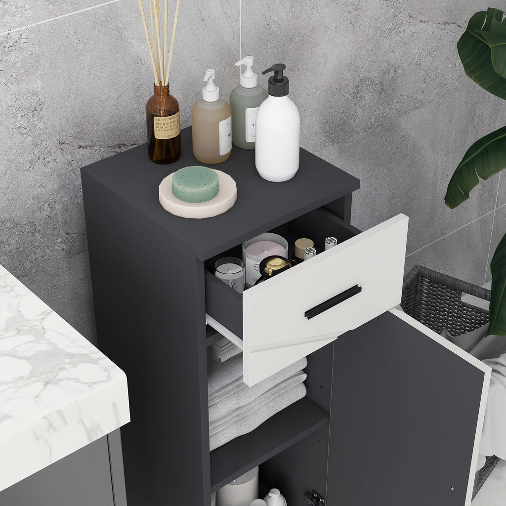 Kleankin Bathroom Cabinet in chipboard with drawer and 2nd levels adjustable, 30x30x82 cm, gray - Borgè
