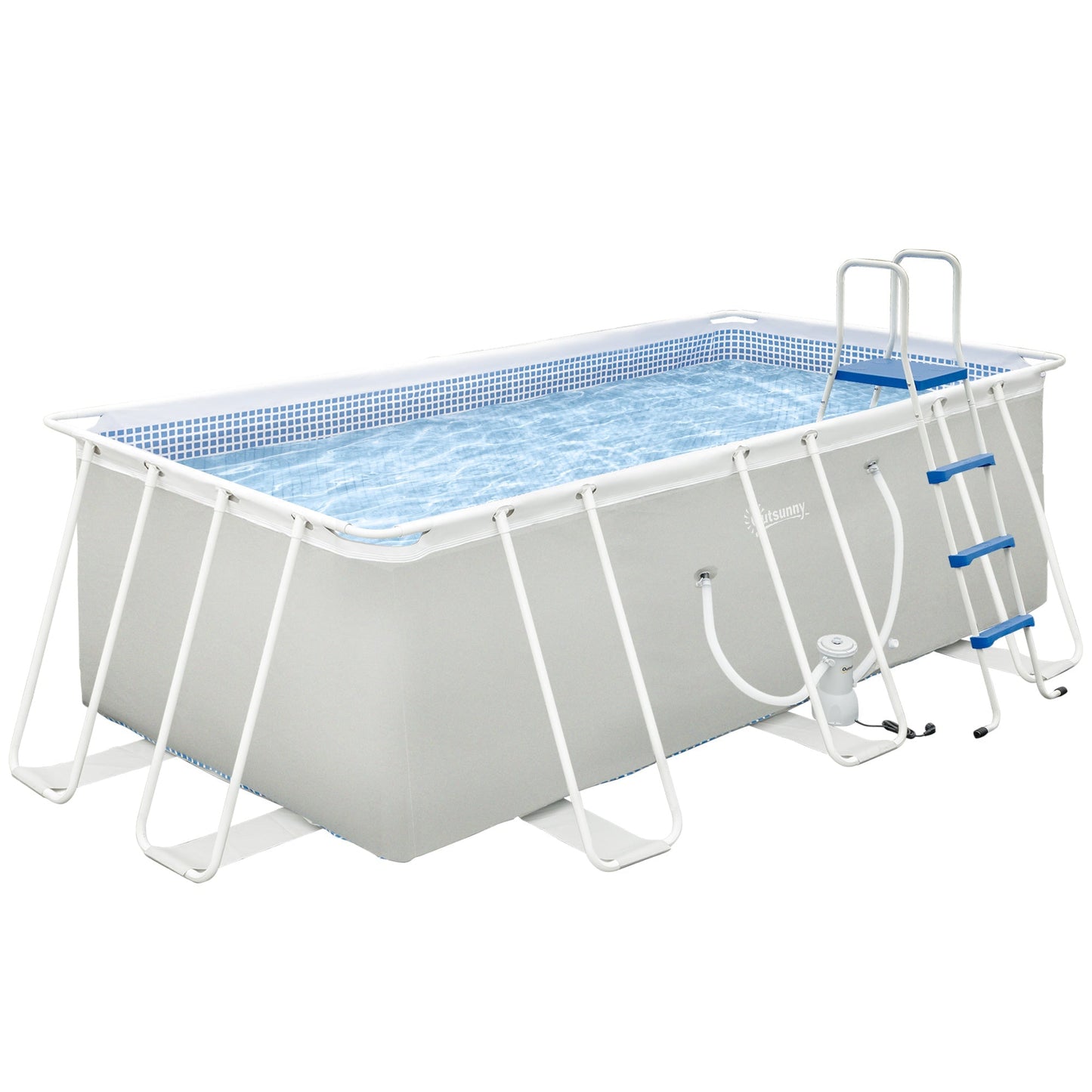 Outsunny Rectangular Southern Pool With Filter Pump and Scaletta, 440x240x122cm - Borgè