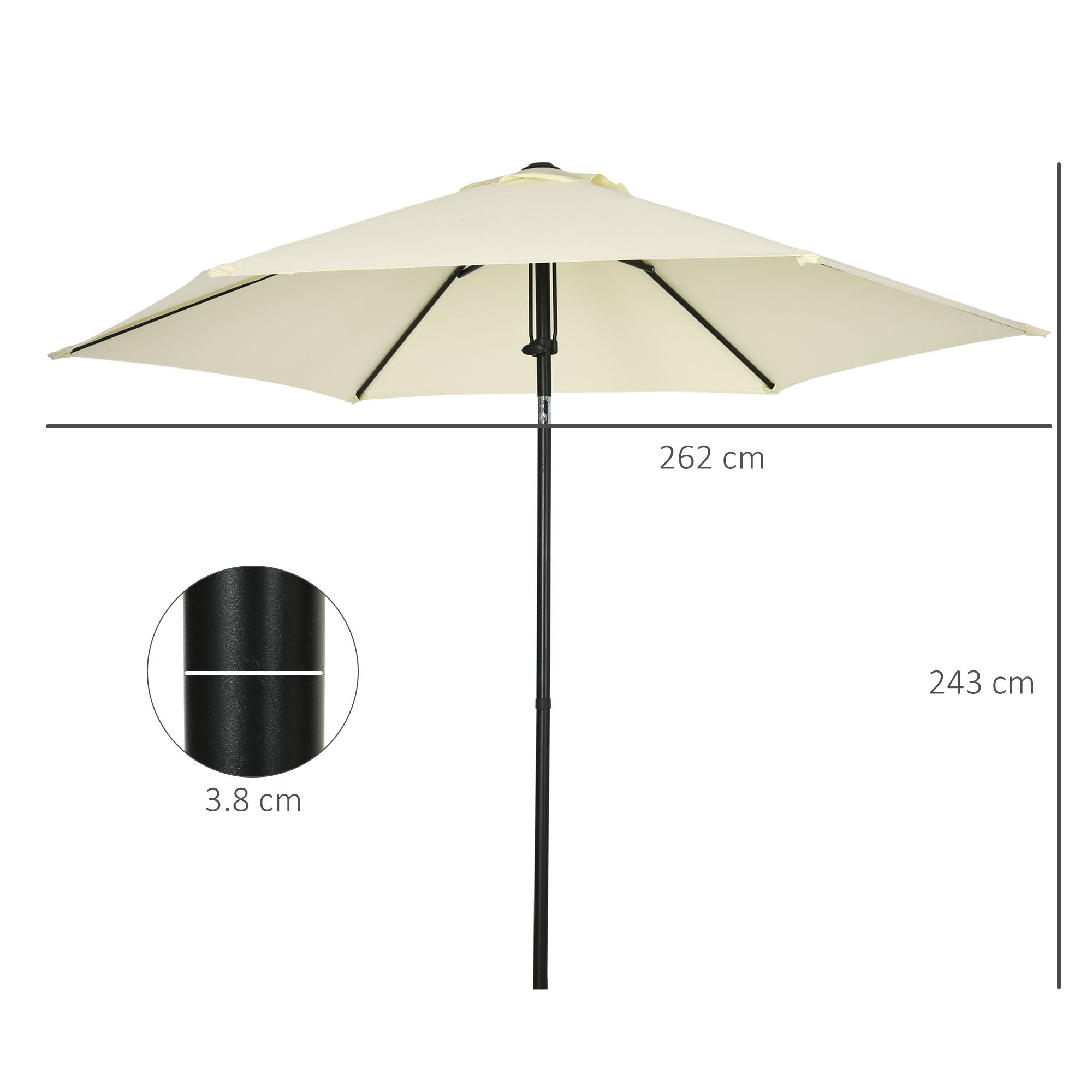 2.7x2.5m Polyester and Metal Garden Umbrella with Tilting Canopy Beige Black - Borge' Group Limited