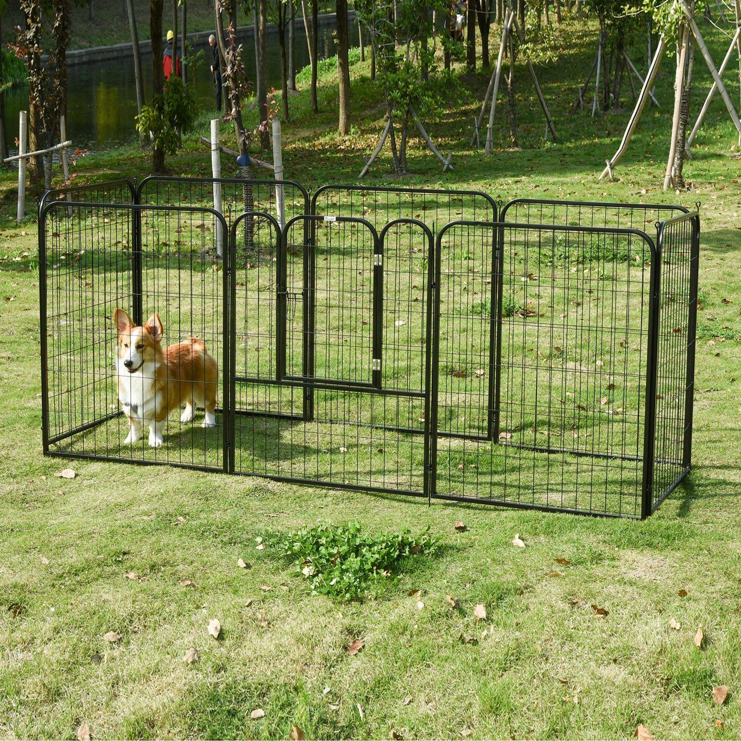 PAWHUT Modular fence for interior and outdoor dogs in metal and steel 8 panels 79x100cm - Borgè