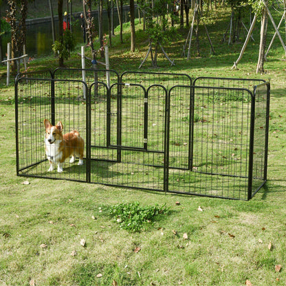 PAWHUT Modular fence for interior and outdoor dogs in metal and steel 8 panels 79x100cm - Borgè