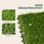 Outsunny garden tiles with synthetic grass 30x30cm 10 pieces, artificial lawn density 6500, green - Borgè