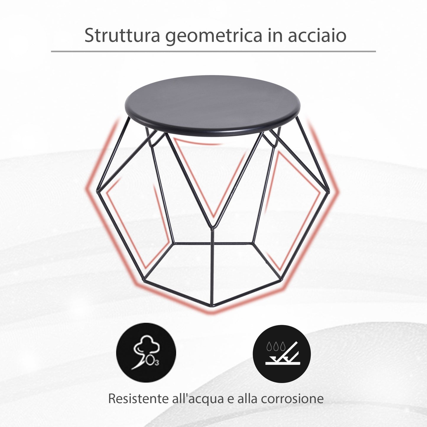 Homcom coffee coffee table Nordic Design Design Minimalist Geometric Floor, Steel, 54x54x44cm - Borgè