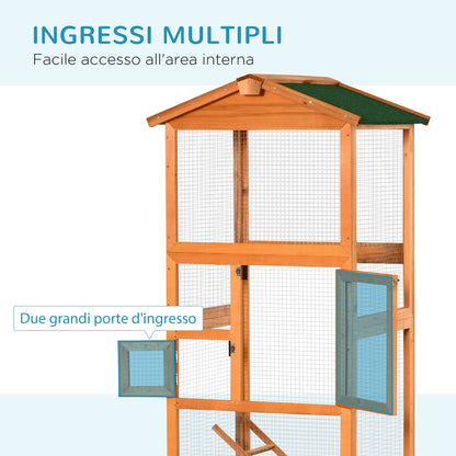 PAWHUT CAGE FOR BRIVER 165CM HIGH WOOD WOOD WITH 2 DOORS AND TRACK TRISTABLE, Orange