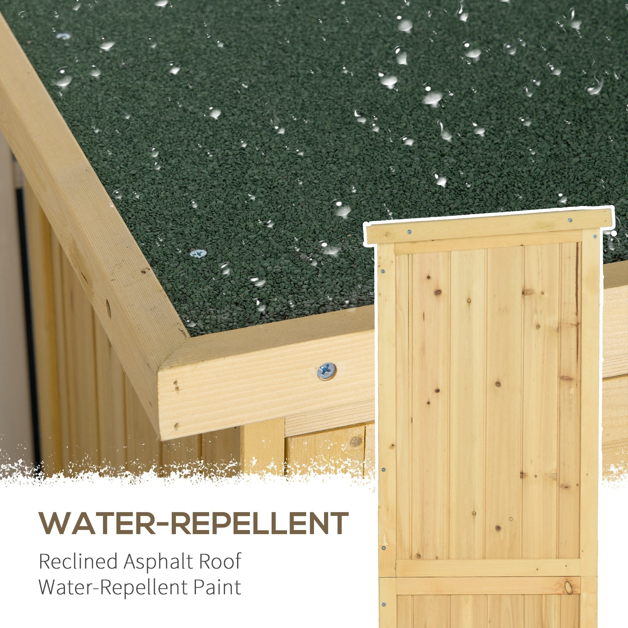 Fir and Pine Wood Garden Tool Shed with 4 Compartments, Outdoor Garden Tool Cabinet with Waterproof Roof, 87x46.5x160cm, Wood Color - Borge' Group Limited