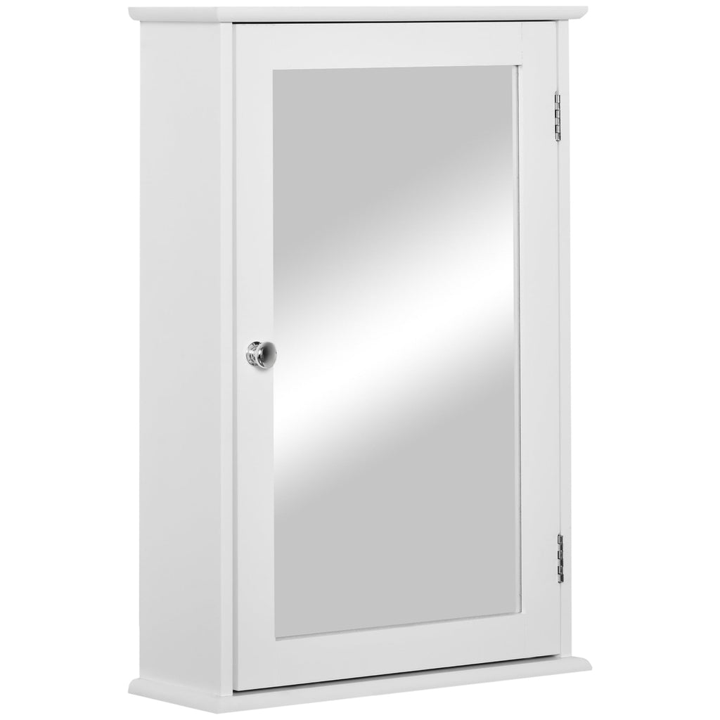 Kleankin Bathroom cabinet wall unit with mirror and magnetic closing door, 41x14x60cm - white - Borgè