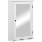 Kleankin Bathroom cabinet wall unit with mirror and magnetic closing door, 41x14x60cm - white - Borgè
