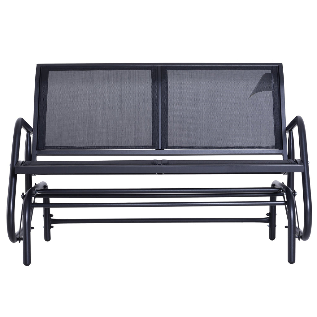 2-Seater Garden Swing Bench in Metal and Breathable Mesh Fabric, 120x70x85cm, Black - Borge' Group Limited
