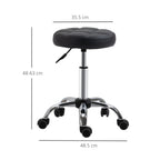 Black Beauty / Tattoo Round Swivel Stool with Wheels, Adjustable Height and Eco Leather Cover, Black - Borgè