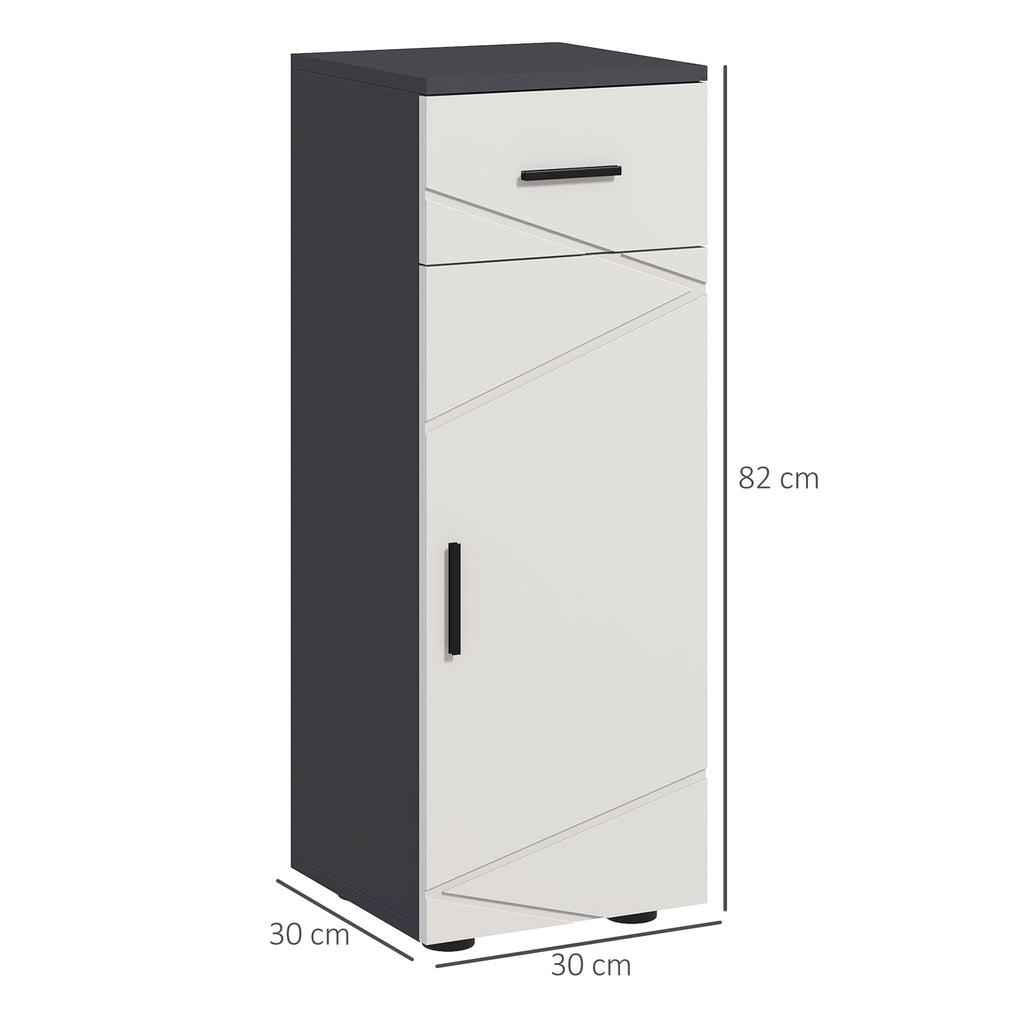Kleankin Bathroom Cabinet in chipboard with drawer and 2nd levels adjustable, 30x30x82 cm, gray - Borgè