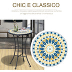 Metal Garden Coffee Table with Mosaic Top, Ф35.5x53.5cm - Borge' Group Limited