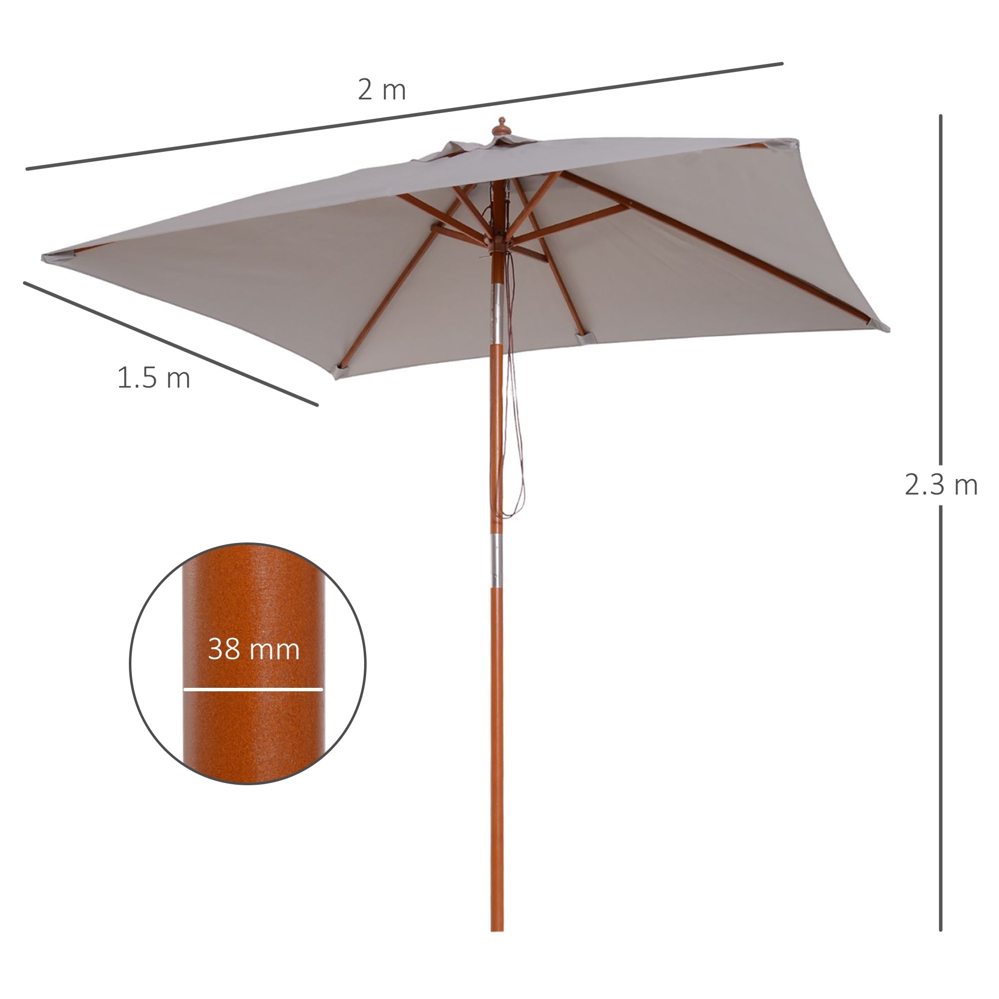 AUSTIN | Grey Inclinable Garden Umbrella - Borge' Group Limited