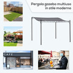 Outsunny Gazebo Pergola 3x3m Garden with Grey waterproof curtain - Borgè