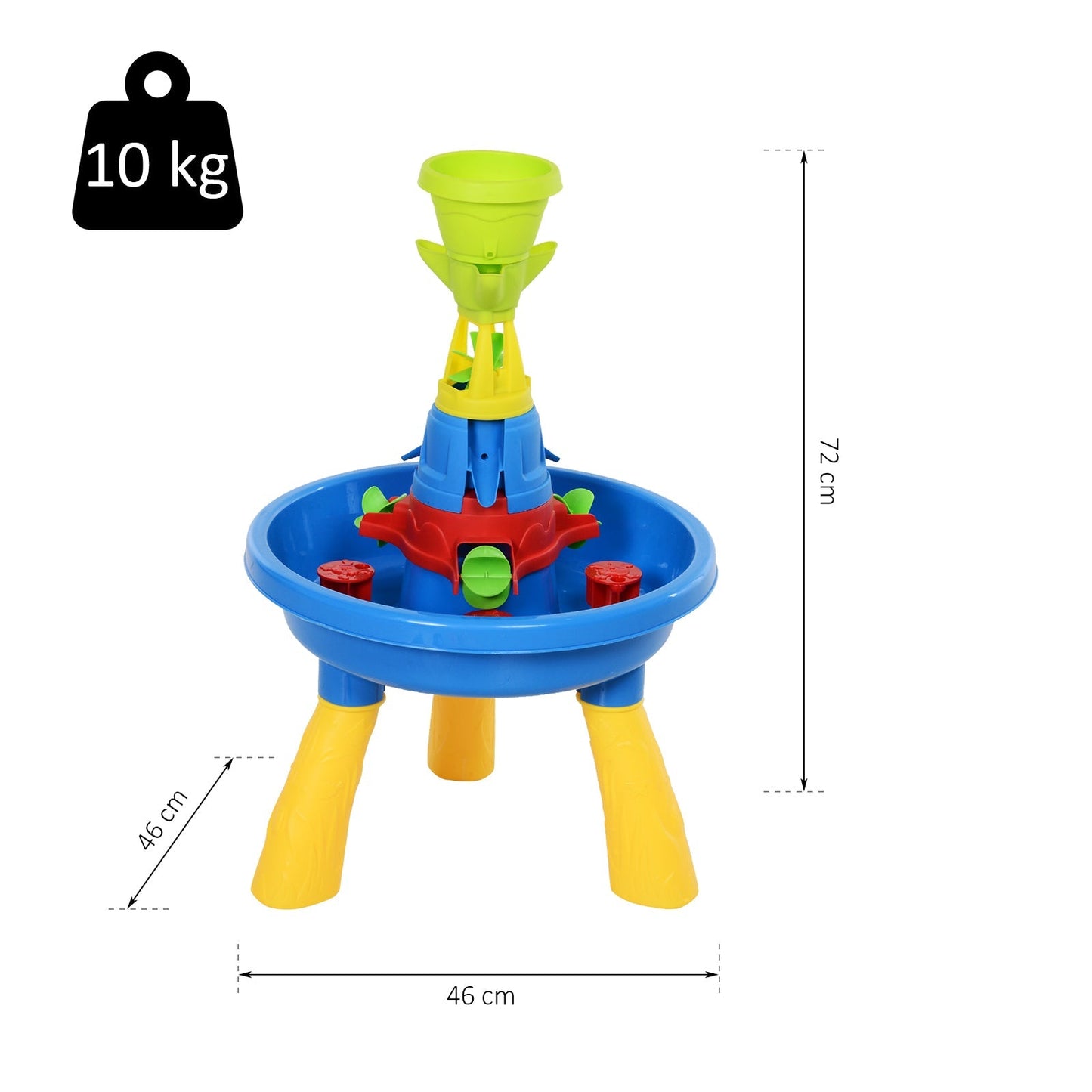 Playset Water and sand table for children with 21 Accessories, Set of beach aquatic table and outdoor table in PP, 46x46x72 cm - Borgè