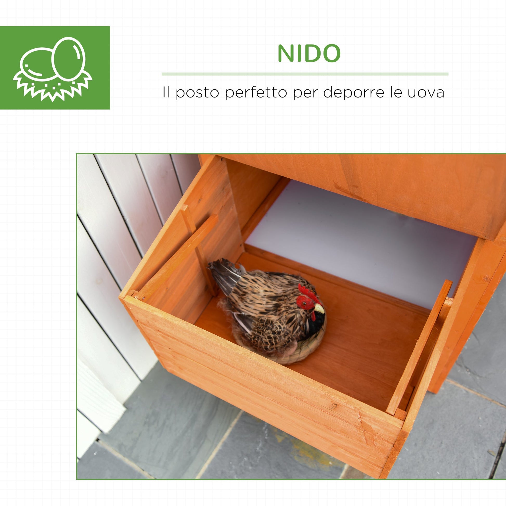 Pawhut in Prefabricated Wood chicken coop with nest for the hatching and house with removable tray - Borgè