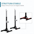 Set 2 Rack holder holder in steel, hooks with adjustable height, capacity 110kg, 55x57x105-170cm, black - Borge' Group Limited