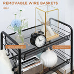 kitchen trolley with 4 shelves removable with 4 hooks and wheels, in steel and plastic PP, 45x26.5x84 cm, black - Borgè