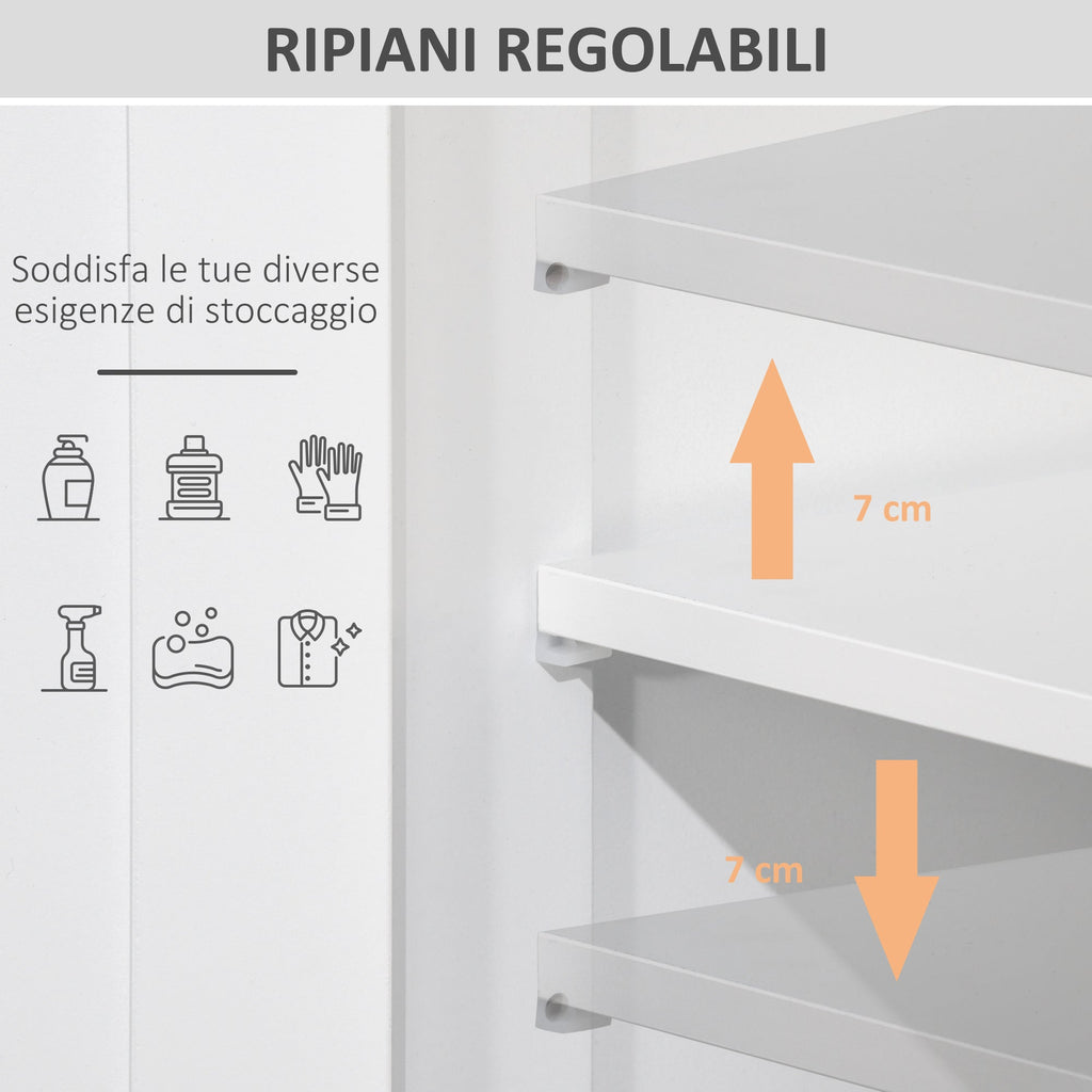 Kleankin Multiuse bathroom cabinet with 2 -door garbance peel and 2 white drawers - Borgè
