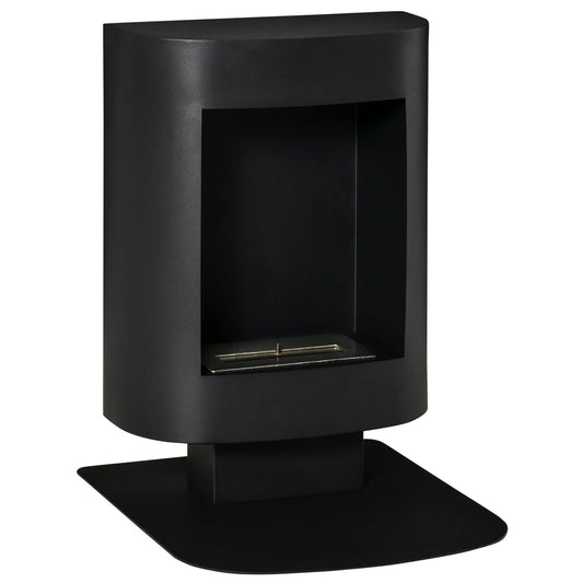 Black Bioethanol Fireplace with 1.5L Tank, cover up to 20?| 46.5x53x65cm