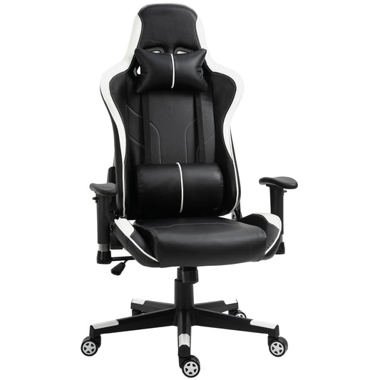 Gaming armchair winer with height and backrest adjustable black and white office chair