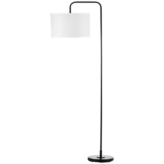 Homcom Modern Earth lamp in steel with linen effect fabric lampshade, 64x38x163.5 cm, white and black - Borgè