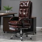 Ergonomic Presidential Faux Leather Office Chair, Swivel Office Chair with Adjustable Height, 135° Reclining and Pull-Out Footrest for Study and Desk, Brown - Borgè