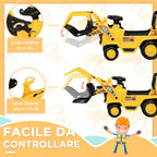 Children's Excavator 3-4 years with Pinza, button for sounds and storage space, 83x27x39 cm, yellow and black - Borgè