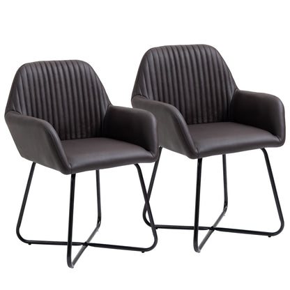 Set 2 Modern Chairs For Dining Room, Kitchen or Living Room, Padded Chairs in Marrone -like 60x56.5x85cm - Borgè