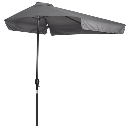 Outsunny semicircular umbrella from terrace and garden with crank, 230x130x249cm, Grey - Borgè