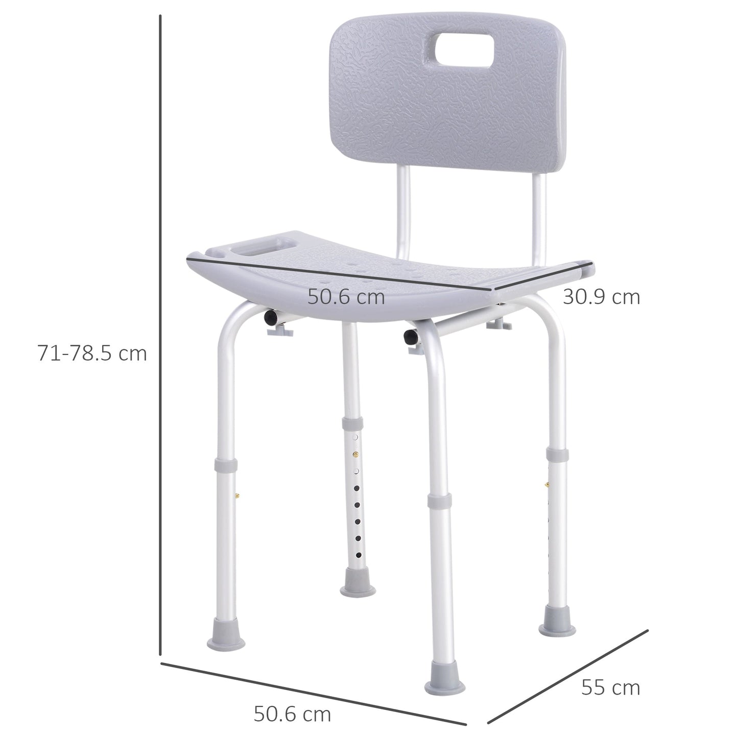 Aluminum shower chair and plastic adjustable height 8 levels - Borgè