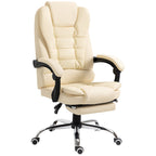 presidential chair in white imitation leather with reclining backrest 145 ° and footrest, 64.5x69x117-127 cm - Borgè