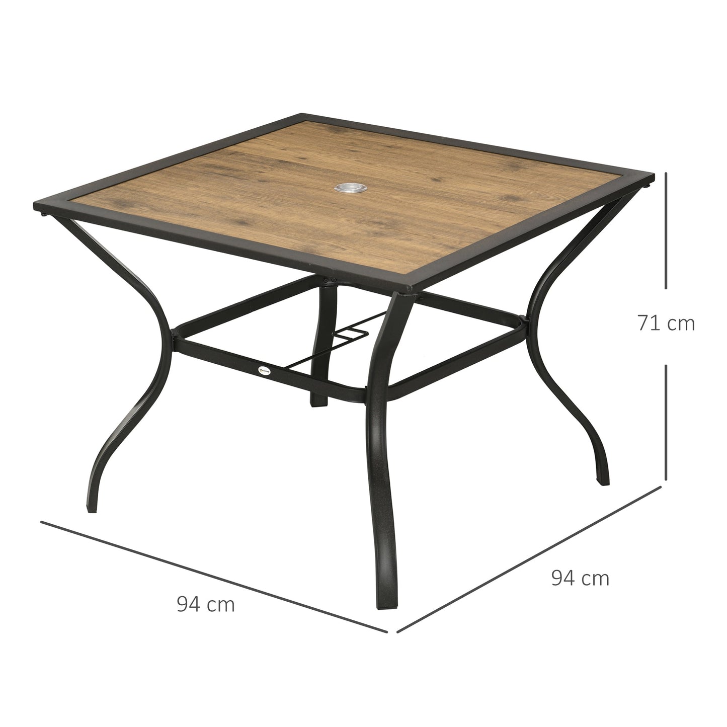 Square 37" Garden Outdoor Dining Table for 4, Square Patio Table with Plastic Board Tabletop for Backyard, Poolside, Mixed Brown - Borgè