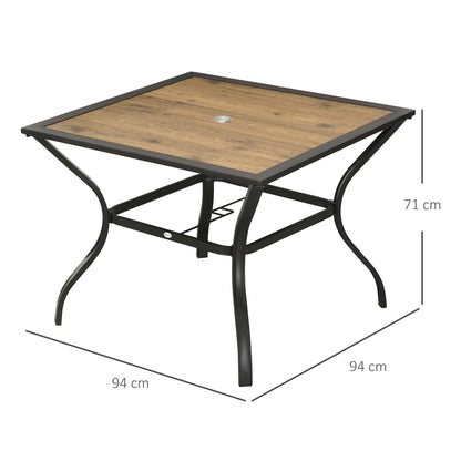 Square 37" Garden Outdoor Dining Table for 4, Square Patio Table with Plastic Board Tabletop for Backyard, Poolside, Mixed Brown