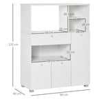 Mobile Belief for Kitchen With Cabinets, Shelves and drawer, in wood 90x40x120cm White - Borgè