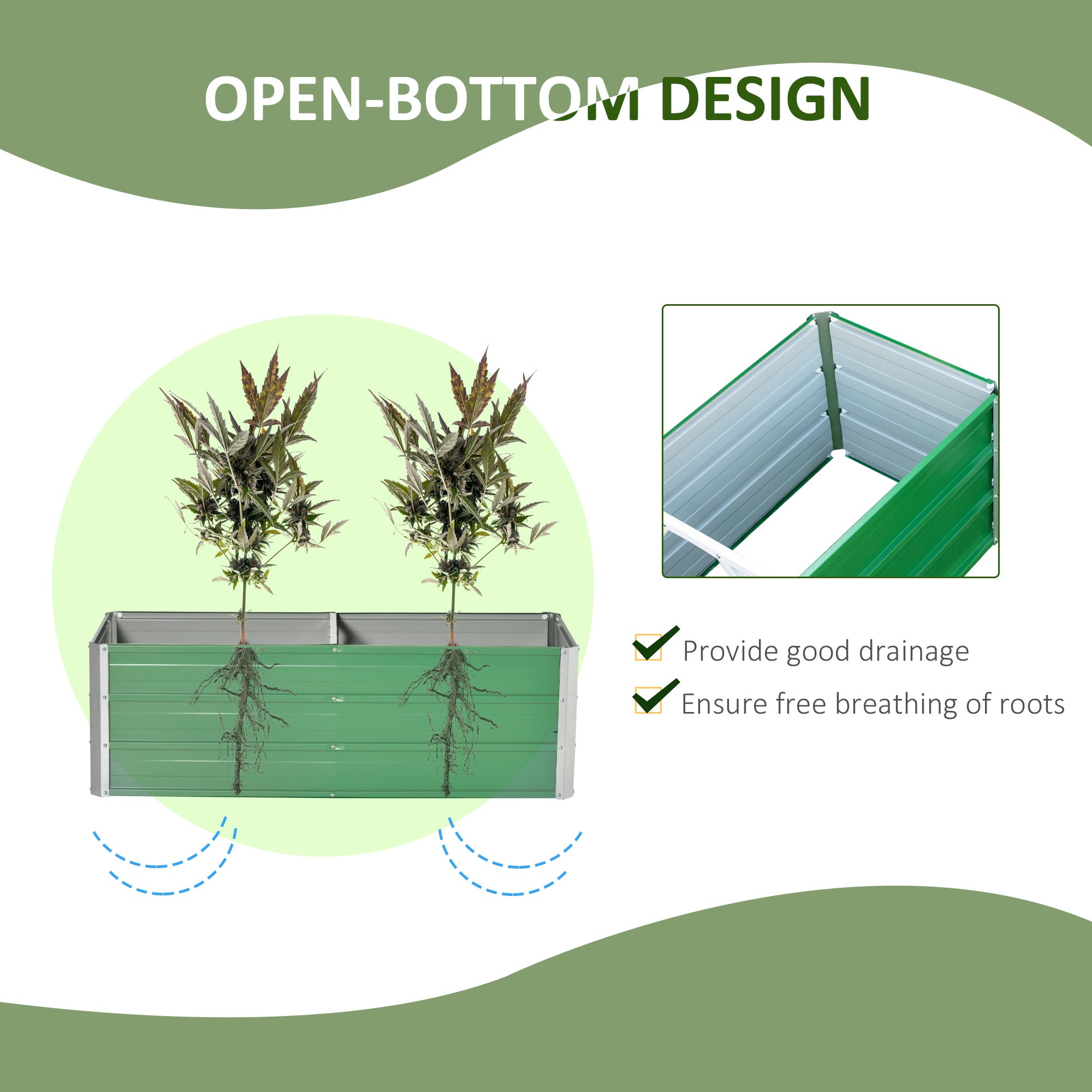 Outsunny bottom flower wrapping with 2 cultivation areas, in steel, 125x47x40 cm, green - Borgè