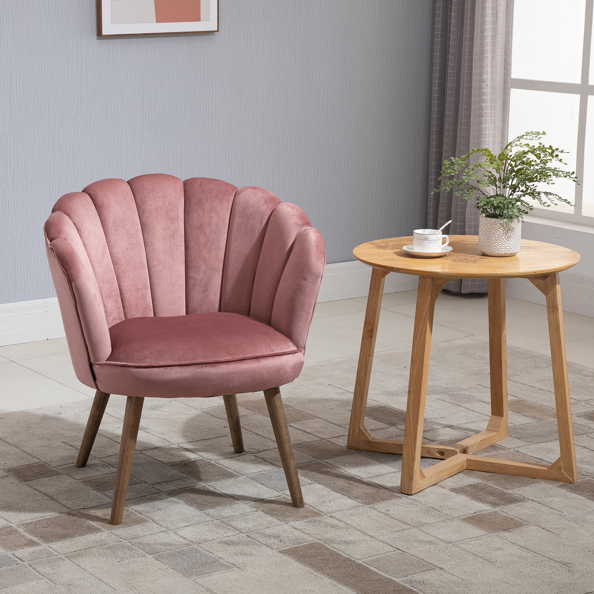 PINKISH | Shell Armchair in Pink Velvet | 66x72x79cm - Borgè
