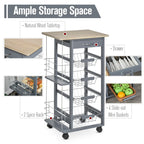 kitchen trolley in dark Grey with 1 drawer and 4 metal baskets - Borgè