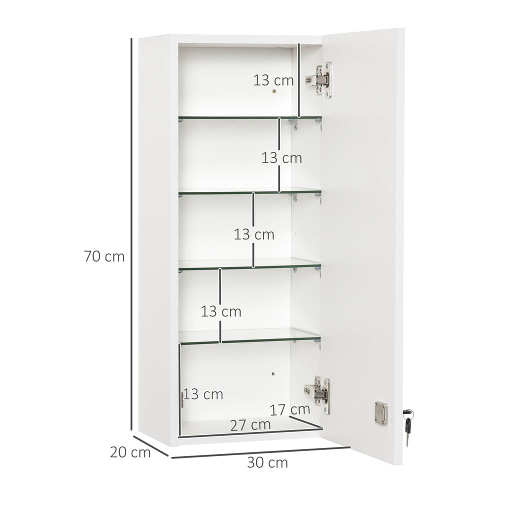 Kleankin Owner for medicines with lock, wood and glass - white - Borgè
