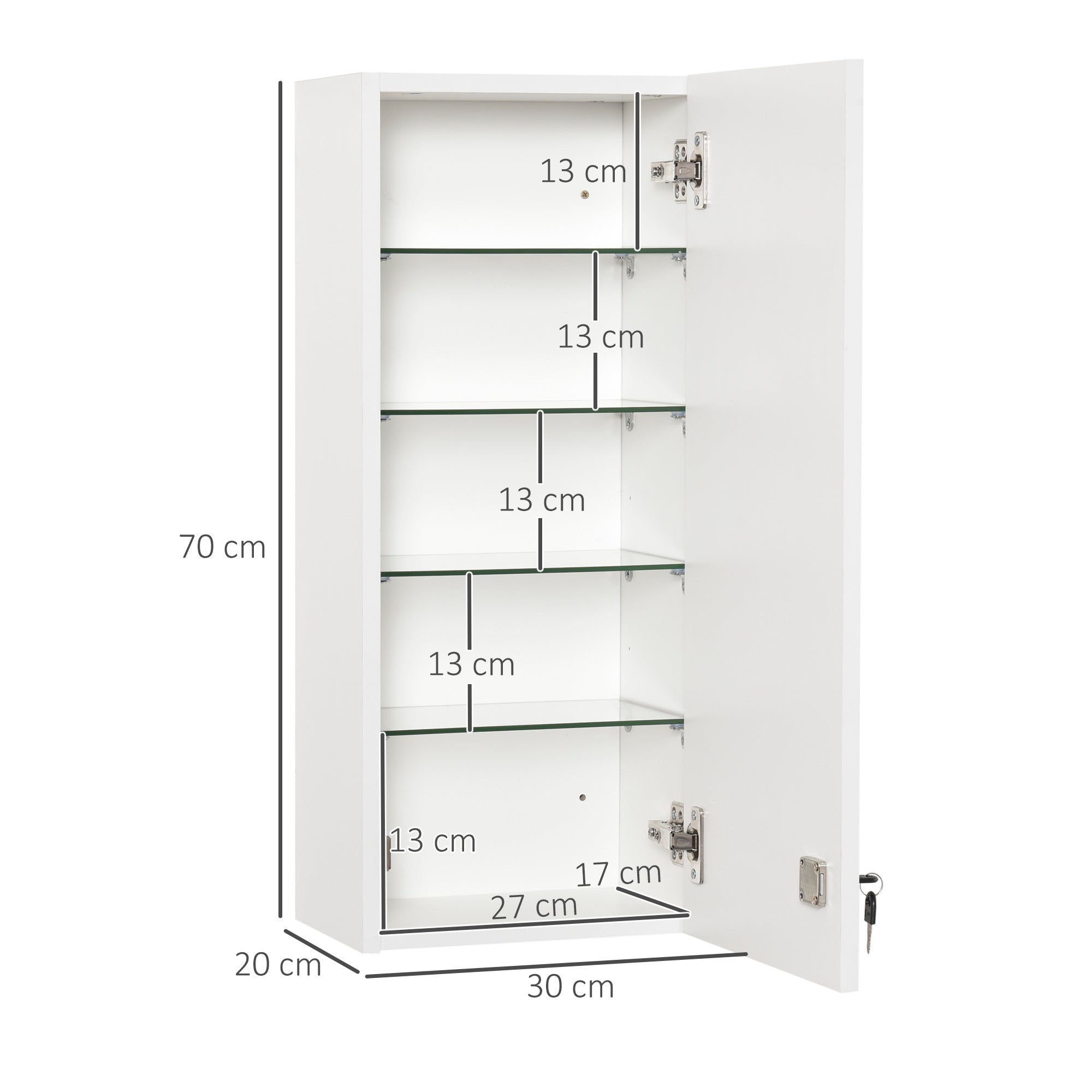Kleankin Owner for medicines with lock, wood and glass - white - Borgè