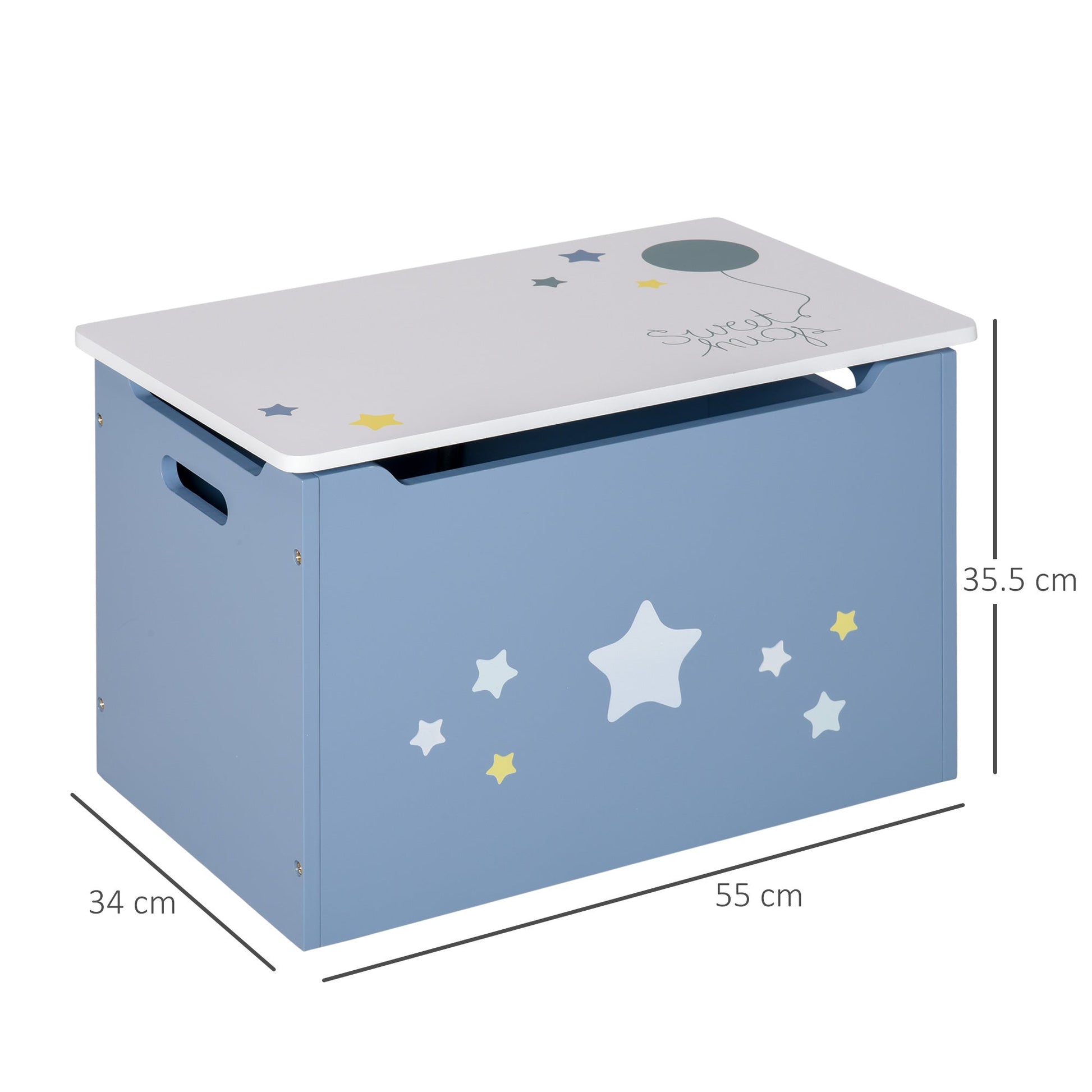 Store Bench zblue with white stars wooden bench with storage space for childrens room - Borgè