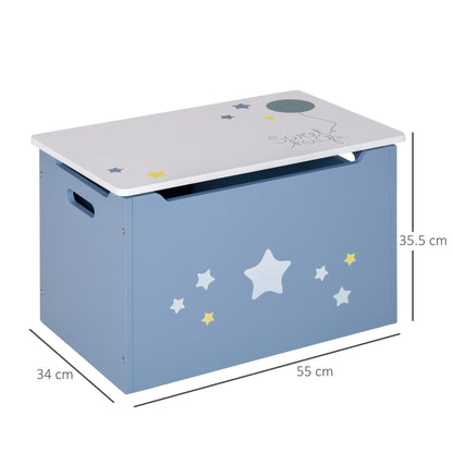 Store Bench zblue with white stars wooden bench with storage space for childrens room - Borgè