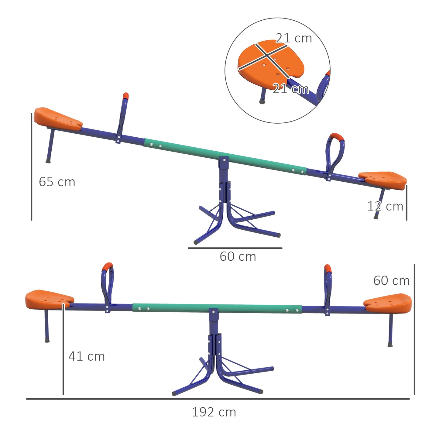 Outsunny swing for children 3-8 years with 360 Â° rotation, in steel and pp, 192x60x60 cm - Borgè