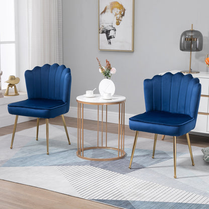 Set 2 modern and padded chairs for living room or living room with velvet effect coating, 57x58x88cm - blue - Borgè