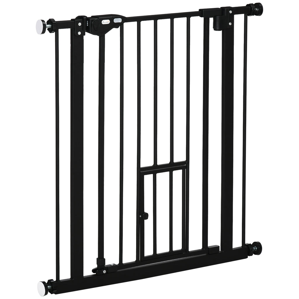 Extendable Dog Gate with Pressure Fit and Automatic Closure, 68x76.2 cm, Black - Borge' Group Limited