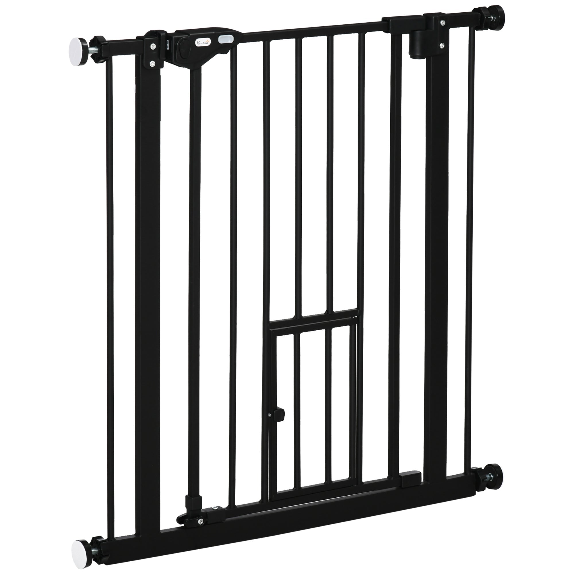Extendable Dog Gate with Pressure Fit and Automatic Closure, 68x76.2 cm, Black - Borge' Group Limited