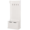 White Entrance Bench with Coat Hangers | 71.5 x 39.5 x 170cm - Borgè